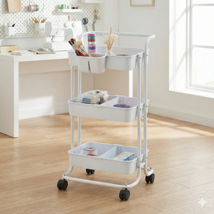 Chariot à outils robuste à quatre roues en métal avec rangement, OEM disponible - Product Image 2