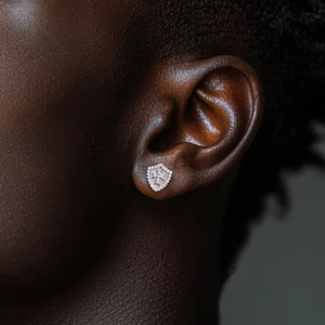 Iced Out Shield Lab Diamond Earrings for Men Women 925 <b>Silver</b> Fashion Hip Hop <b>Studs</b> - Product Image 1