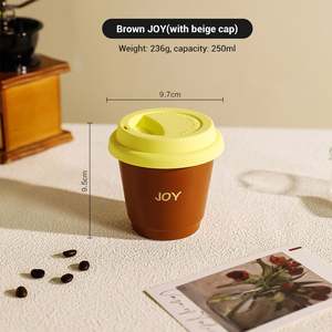 250ml Colorful <b>Ceramic</b> <b>Cup</b> Portable Coffee Mug with Lid for Office Use - Product Image 6