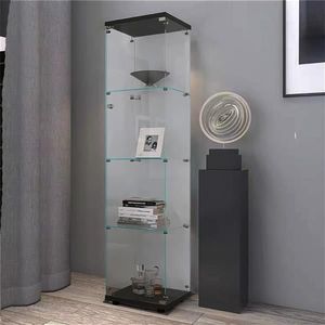 Vetrina nera a una porta con 4 ripiani per la conservazione del soggiorno - Product Image 2