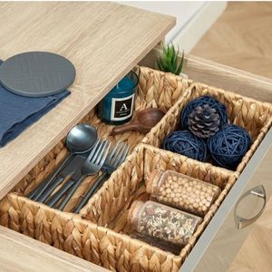 Kitchen <b>Storage</b> <b>Tray</b> Handmade Woven Natural Water Hyacinth Organizer for Countertop and Pantry Decorative <b>Trays</b> - Product Image 3