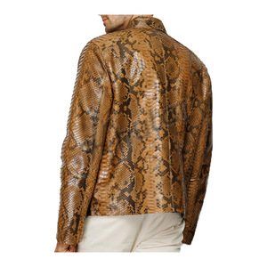 Blouson moto homme en cuir PU gaufré imprimé serpent, col montant, fermeture éclair, coupe ajustée, longueur standard, style automne - Product Image 6