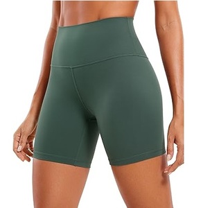 Leggings et shorts de yoga et de cyclisme pour femmes et filles, couleur unie, coupe ajustée, taille haute, en nylon extensible, style cycliste - Product Image 6