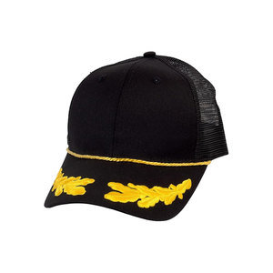 Gorra de Pesca Unisex Negra con Bordado de Hoja de Roble Amarilla, Cierre de Botón a Presión, Transpirable, de Poliéster, para Adultos - Product Image 1