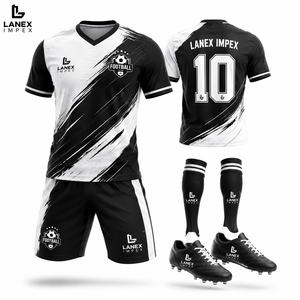 Conjunto de Uniforme de Fútbol Sublimado Personalizado, Camiseta Deportiva de Manga Corta con Cuello en V y Pantalones Cortos a Juego, Transpirable para Entrenamiento en Equipo - Product Image 5