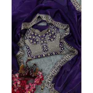 Designer Women's Party Wear <b>Saree</b> Set with Sequins and Dori Embroidery Work - Product Image 2