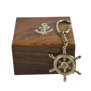 Porte-clés en laiton au design brillant, idéal pour la décoration intérieure, finition polie avec boîte en bois, porte-clés nautique décoratif - Product Image 5