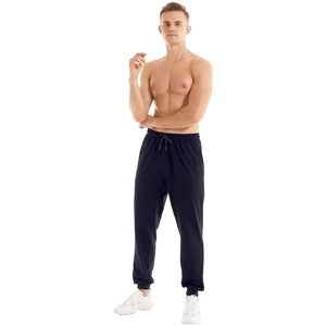 Men Black Sweatpants Elastic Waist Drawstring <b>Cuffed</b> Ankle Side Pockets Casual Breathable Knitted <b>Joggers</b> Autumn Wear - Product Image 1