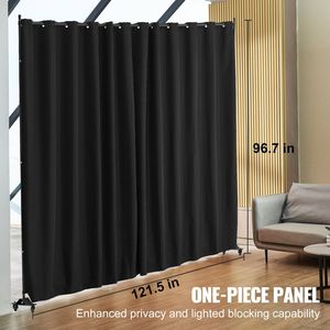 Divisorio portatile da 96 120 pollici con schermo per Privacy nero ruote divisori per tende facili da trasportare per studio e sala da pranzo - Product Image 2