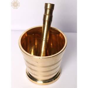 Handmade 4 Inches Brass Okhli and Musal Home Decor Item From India <b>Herb</b> & <b>Spice</b> <b>Tools</b> Handcrafted - Product Image 2