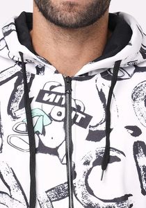 Sweat à capuche zippé intégral en molleton de coton de haute qualité, personnalisable avec logo, style streetwear, épaules tombantes, modèle vierge - Product Image 2