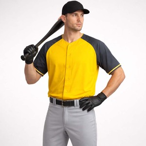 OEM Blank Two-Tone Baseball <b>Uniforms</b> Quick Dry Breathable <b>Custom</b> Team Shirts Men's Button Front Baseball Jersey - Product Image 1