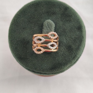 18K Rose Gold Diamond Multi Layer <b>Stack</b> <b>Ring</b> Marquise Halo Open Band Statement Design Women Fine Jewelry High Polish Gift - Product Image 4