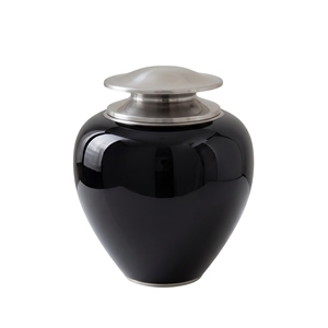 Urne funéraire blanche pure pour cendres humaines – Vase commémoratif artisanal en aluminium brillant avec couvercle en étain brossé - Product Image 2