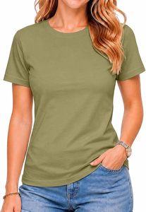 Lightweight Everyday Fashion Apparel Cotton Crew Neck Female Basic Neckline Tee - Product Image 5
