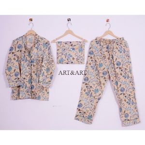 Conjunto de Pijama de Algodón para Mujer, Ropa de Dormir Suave, Transpirable y de Secado Rápido con Estampado Floral para el Hogar y el Sueño - Product Image 6
