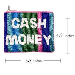 Monedero de Cuentas Hecho a Mano, Forma Rectangular, Artesanía Textil, Diseño de Letras Bordadas en Algodón - Product Image 4