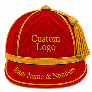 Casquettes de club de rugby personnalisées en velours de haute qualité avec broderie 3D et passepoil métallique – Ensemble de casquettes de récompense sportive - Product Image 3