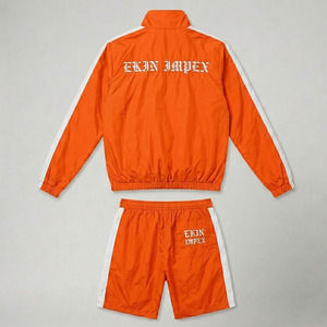 Custom Men's Vintage Streetwear Tracksuit Set <b>Gothic</b> Letter Print Windbreaker <b>Jacket</b> and Shorts 2 Piece Suit Hip Hop Style - Product Image 2