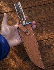 Cuchillo de caza con hoja de acero inoxidable y mango de asta de ciervo natural, herramienta de supervivencia para exteriores. - Product Image 2