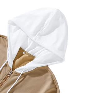 Men's Hooded Varsity <b>Jacket</b> Color Blocking Zipper Casual Loose Fit Autumn Polyester Cotton Blend <b>Jacket</b> - Product Image 3