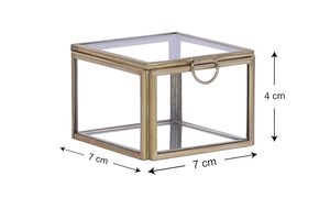 Elegant Square Brass Glass <b>Box</b> with Lid & Mirror Base Decorative Storage Organizer for Jewelry Makeup & <b>Keepsakes</b> - Product Image 3