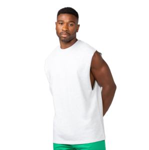 Débardeur décontracté blanc pour hommes, respirant, sans manches, pour la gym, en coton tricoté 180 g/m², écologique, style urbain, vente en gros - Product Image 1