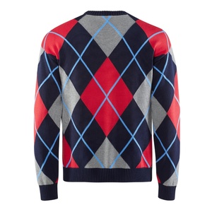 Men's Knitted <b>Argyle</b> Pattern Pullover <b>Sweater</b> Full Sleeve Regular Fit Autumn Wear 2027 - Product Image 2