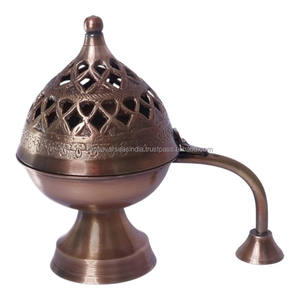 Quemador de carbón Dhuna tibetano de latón antiguo ecológico, fumador de Bakhoor, Dhooni, Dhoop, Dani para el hogar, la oficina, artículos de regalo, difusor - Product Image 1