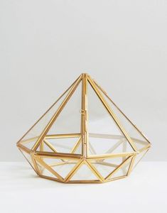 Terrarium en verre géométrique avec cadre doré, design moderne, récipient pour plantes d'intérieur - Product Image 3