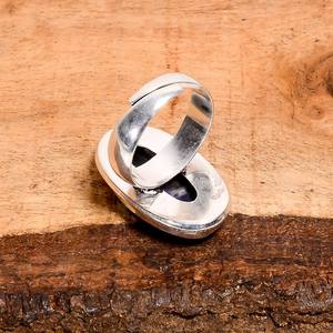Anillo ovalado de sodalita ajustable, plata de ley 925, estilo vintage, hecho a mano, joyería con piedras preciosas, regalo para ella - Product Image 6