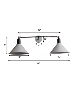 Applique murale moderne à double cône, style nordique, double tête, minimaliste, industrielle, luminaire de vanité contemporain, éclairage intérieur - Product Image 4