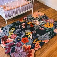 Tapis en laine artistique moderne de qualité supérieure, tufté à la main, motif floral abstrait, pour la maison, salon, chambre, cadeau de Noël, Nouvel An