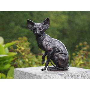 Statue de chat sphynx moderne en aluminium, figurine décorative pour intérieur et extérieur, finition bronze, sculpture de chat vintage, décoration de jardin - Product Image 1