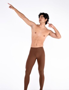 Men's <b>Brown</b> Full Length Compression <b>Leggings</b> Solid Color Elastic Waist Spandex Nylon Material - Product Image 2