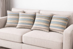 Housse de coussin rayée en laine fine tissée à la main |   Coussin décoratif artisanal en laine multicolore - Product Image 3
