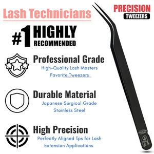 Best Eyelash Extension Tweezers Volume Lash Tweezers 45° 60° 90° Fiber Tip Curved Isolation Tweezers Stainless Steel Tool - Product Image 3