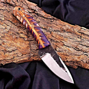 Couteau de chasse EDC à lame fixe en acier 12c27 personnalisé, manche en forme de cône de pin, étui en cuir, fabrication OEM, lame pleine longueur - Product Image 3