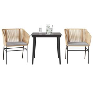 Set da pranzo da giardino marrone e nero, 2 posti, struttura in acciaio, resistente alle intemperie, design contemporaneo - Product Image 1