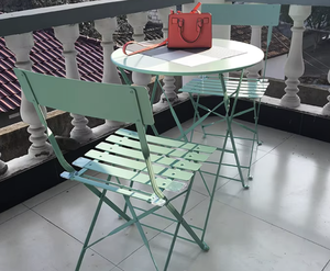 OEM/ODM Vietnam Balcony <b>Table</b> Chair and Tea <b>Table</b> Set <b>Folding</b> <b>Round</b> Outdoor Wrought Iron Furniture for Patio Garden - Product Image 4