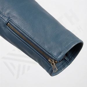 Veste en cuir pour homme style motard NAI-0484A, vêtements de moto tendance, col rond, manteau de moto de couleur personnalisée - Product Image 6