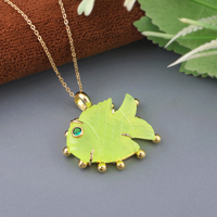 Collier pendentif tendance en forme de poisson pour femme, pierre précieuse naturelle Préhnite Jade, style unique, best-seller, bijoux à porter au quotidien