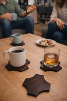 Sous-verres géométriques en bois de teck et bois de rose, lot de 6, faits à la main, sous-verres en bois modernes pour décorer la table, pour tasses à café, mugs, verres