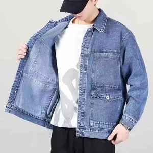 Streetwear Denim Jacket Custom Design Men Ripped <b>Button</b> Front Denim Jeans Jacket - Product Image 5
