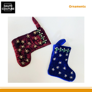 Fabriqué en Inde, chaussettes brodées à la main, ornements suspendus festifs en velours perlé pour la décoration de la maison à un prix excellent - Product Image 2