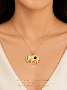 Garnet Oval Bezel <b>Elephant</b> Diamond January Birthstone 925 Sterling Silver Gold Plated Ganesha Pendant For Women Jewelry - Product Image 5