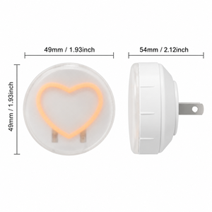 Vente en gros OEM ODM, lampe de nuit LED à brancher, capteur de lumière, 0,5W, économie d'énergie, 2700K, blanc chaud, forme de cœur, lampe de nuit pour chambre à coucher - Product Image 2