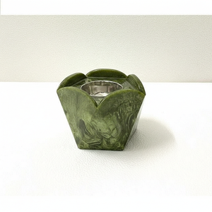 Brûleur d'encens portable de table en forme de fleur, en bois et résine, outil de méditation - Product Image 1