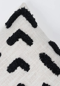 Hand Tufted Texture Boho <b>Black</b> and Ivory <b>Cushion</b> Throw Pillow <b>Cover</b> Decorative Sofa <b>Cushion</b> <b>Cover</b> - Product Image 3