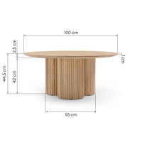 Table basse moderne de luxe en bois massif, base cannelée trèfle, placage chêne, piétement nervuré, pliable, portable, facile à nettoyer, mobilier de maison